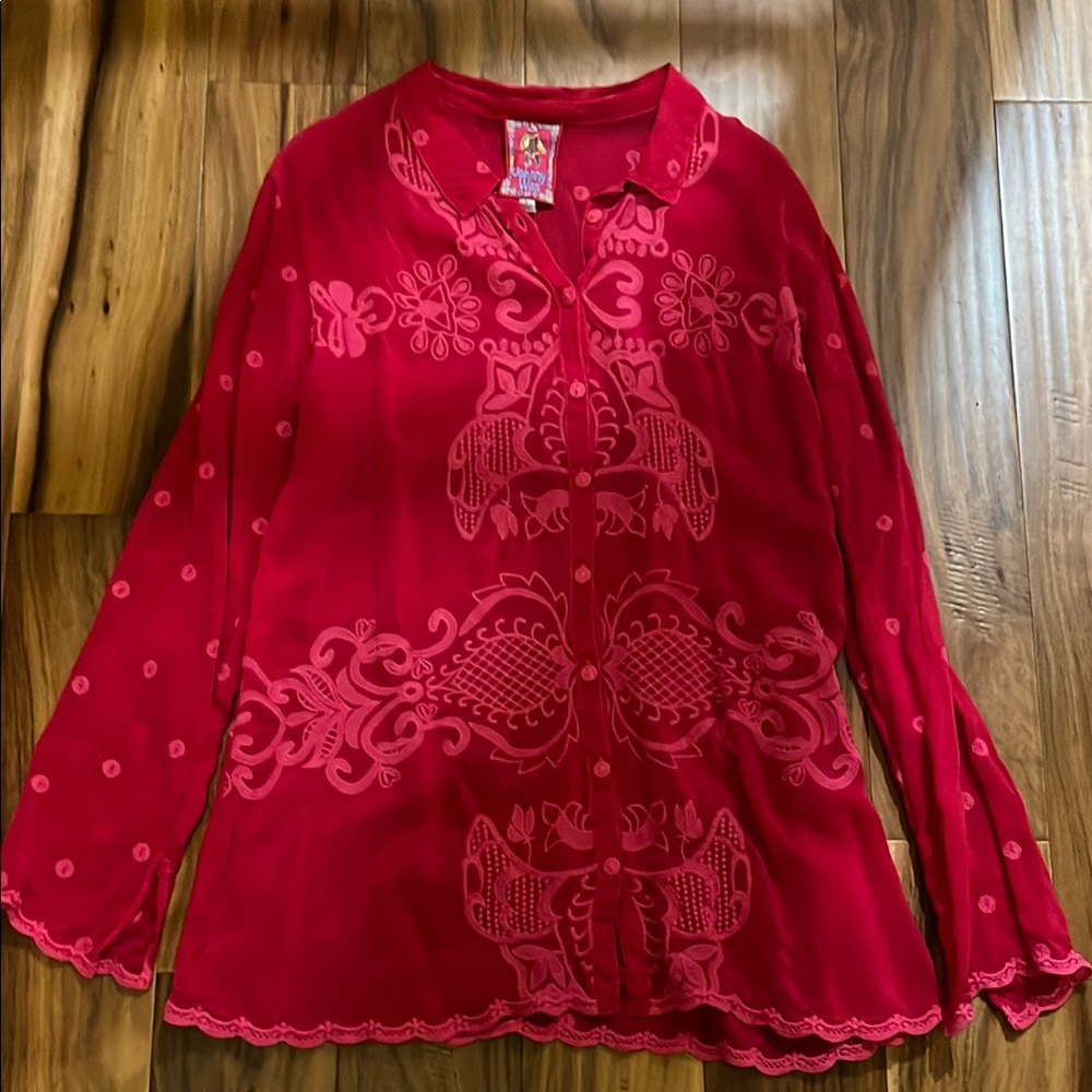 Johnny Was Elegant Red Women's Top